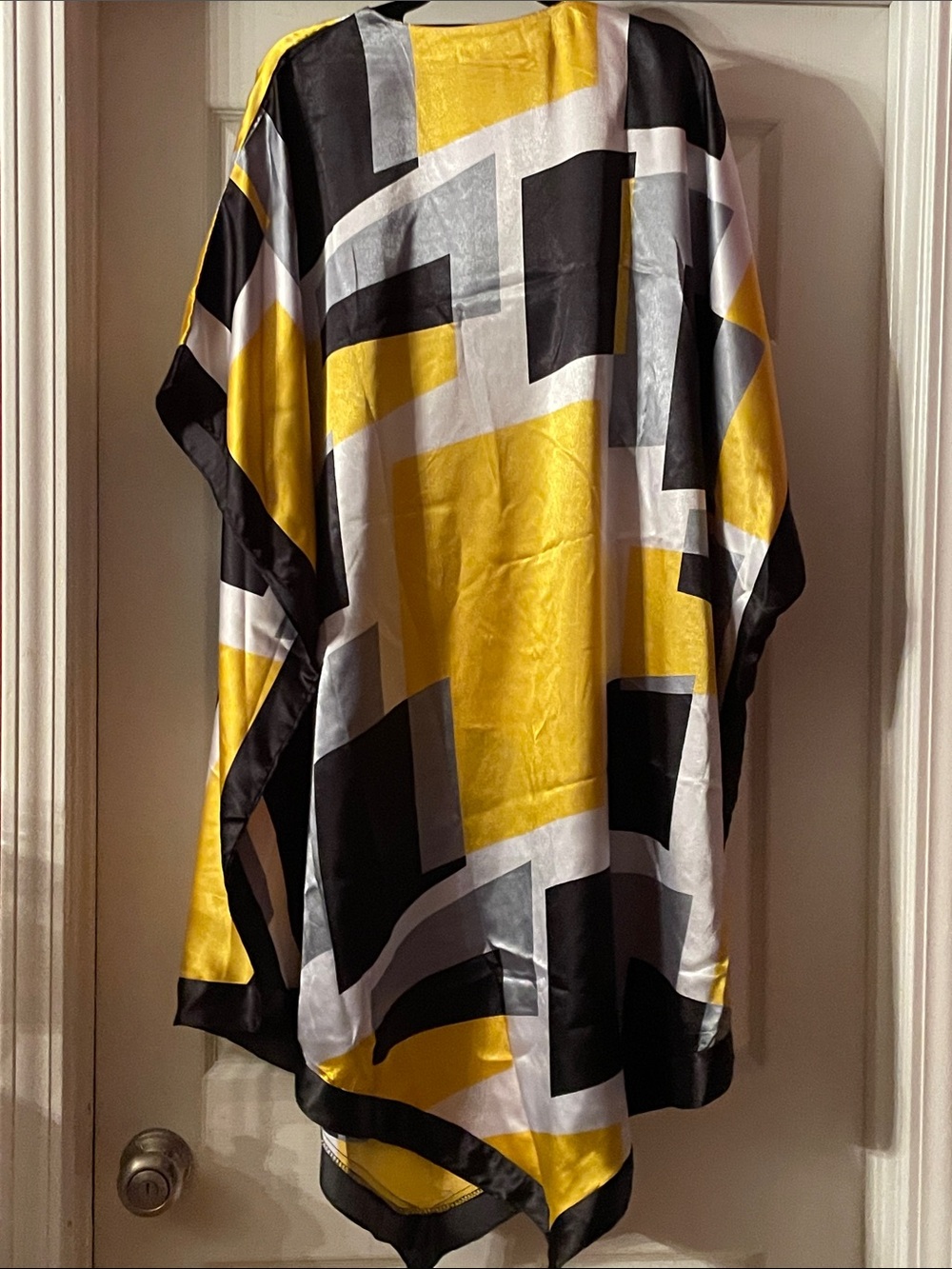 Ashro Yellow Black Gray Geometric V-Neck Tunic - Picture 3 of 3